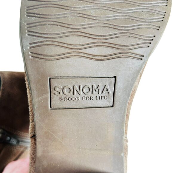 NEW Sonoma Suede Leather Booties 9 M Sonya Taupe Beige Shoes Western Vibe NWT - Picture 9 of 10